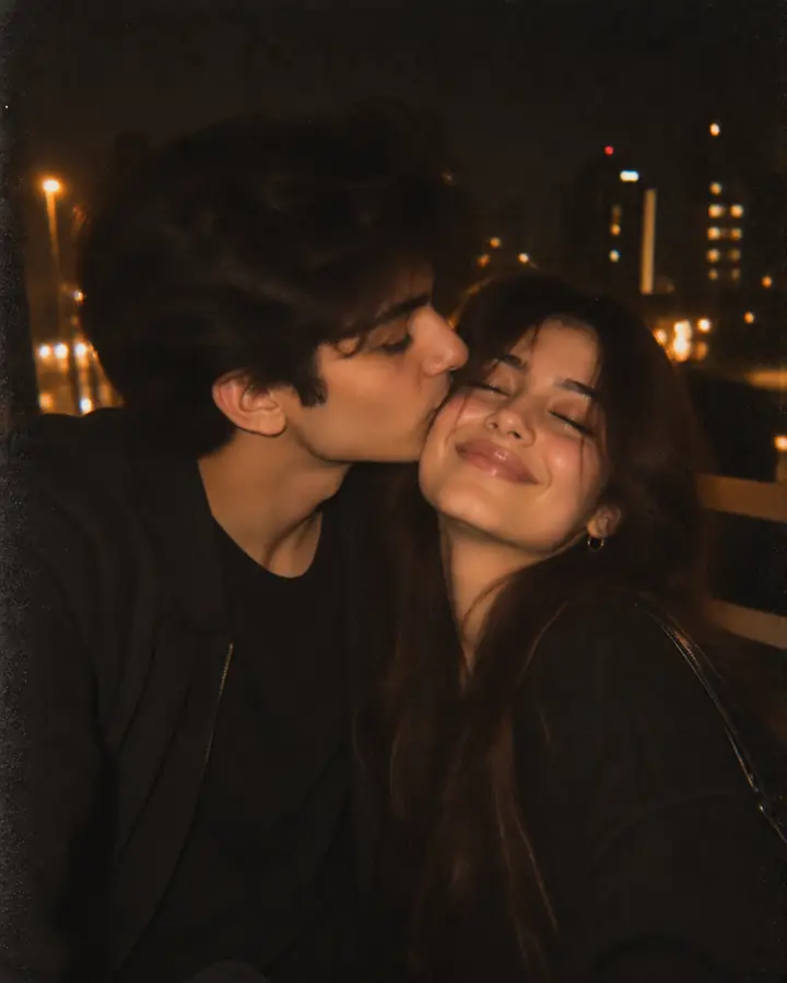 A couple sharing a kiss