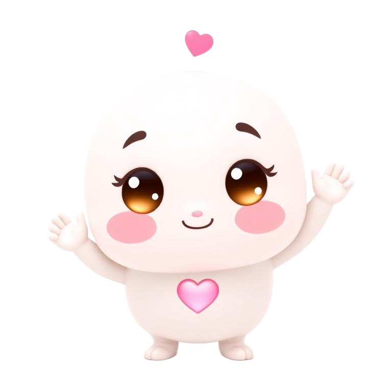 Finn, the Findr mascot: a friendly white character with a glowing pink heart